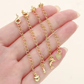 GOLD PLATED EXTENSION CHAINS – 5pc Charm Set with Lobster Clasps